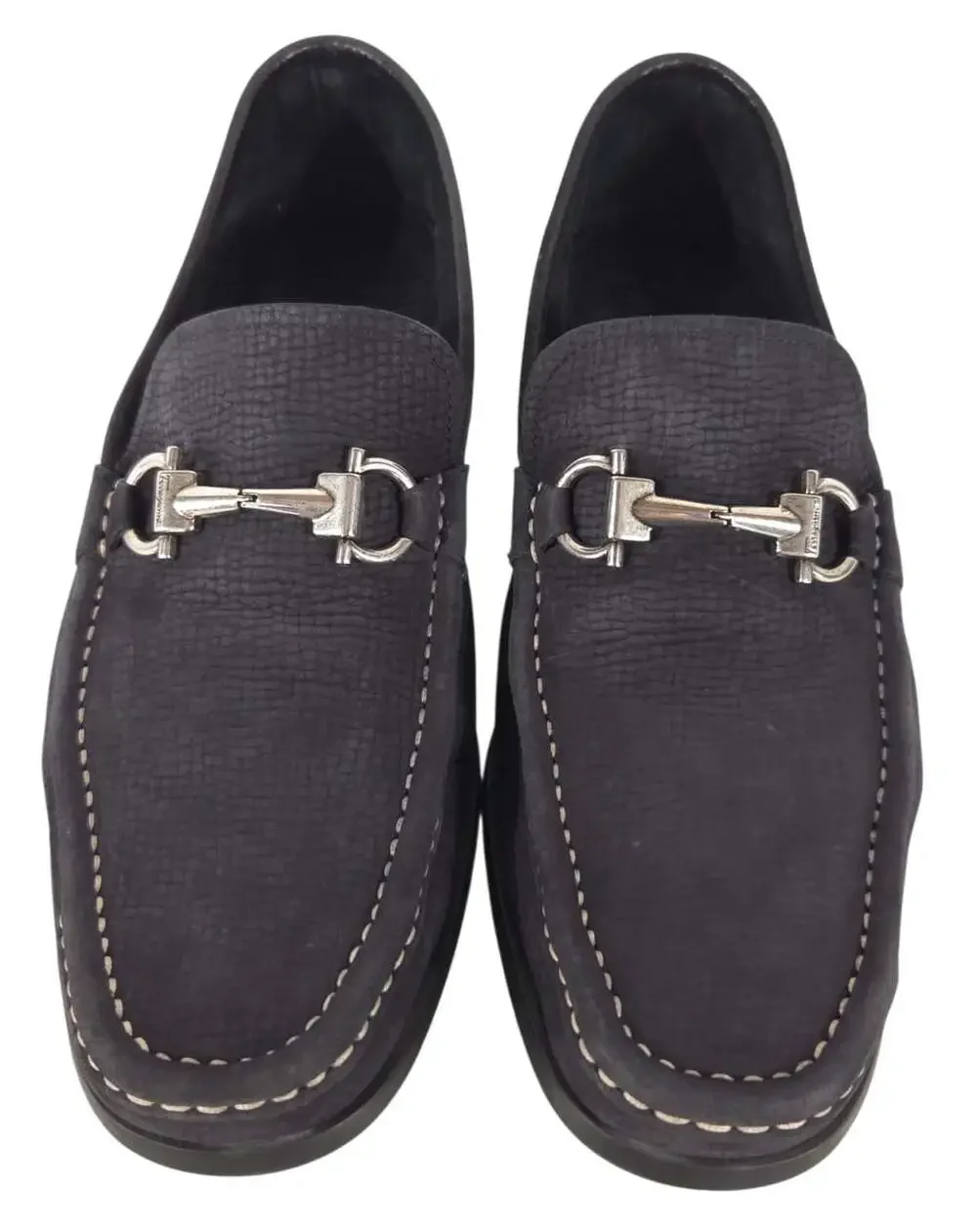 Salvatore Ferragamo Driving Loafers US 7 2E IT 40 Mens Navy Suede Bit $595